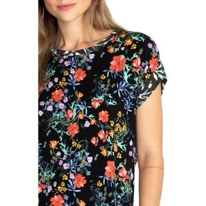 Johnny Was Kashim Relaxed Floral Short Sleeve‎ Top Floral Tee Black Shirt XS